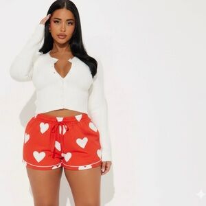 Printfresh red hearts lounge shorts